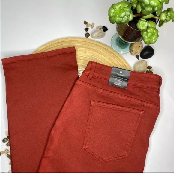 dressbarn Denim - Plus Size Rust Color All Day Stretch Straight Jean